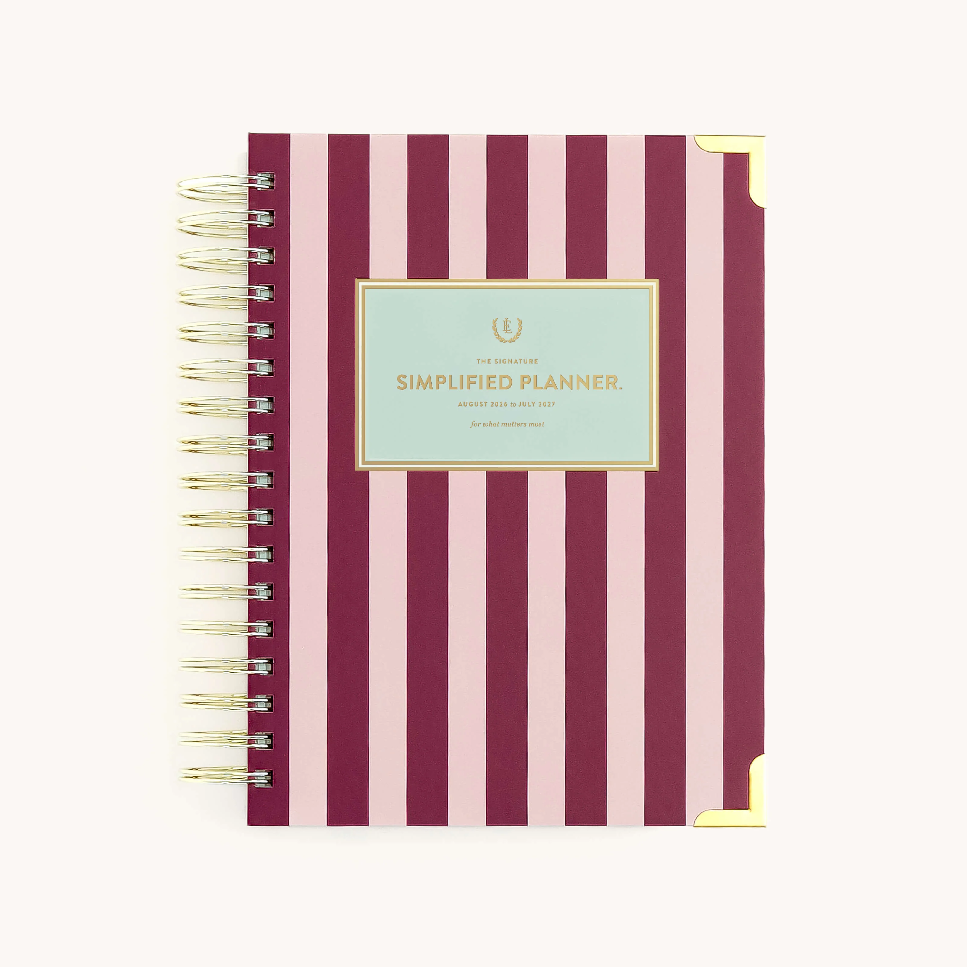 2026-2027 Spiral Daily Simplified Planner - Berry Stripe