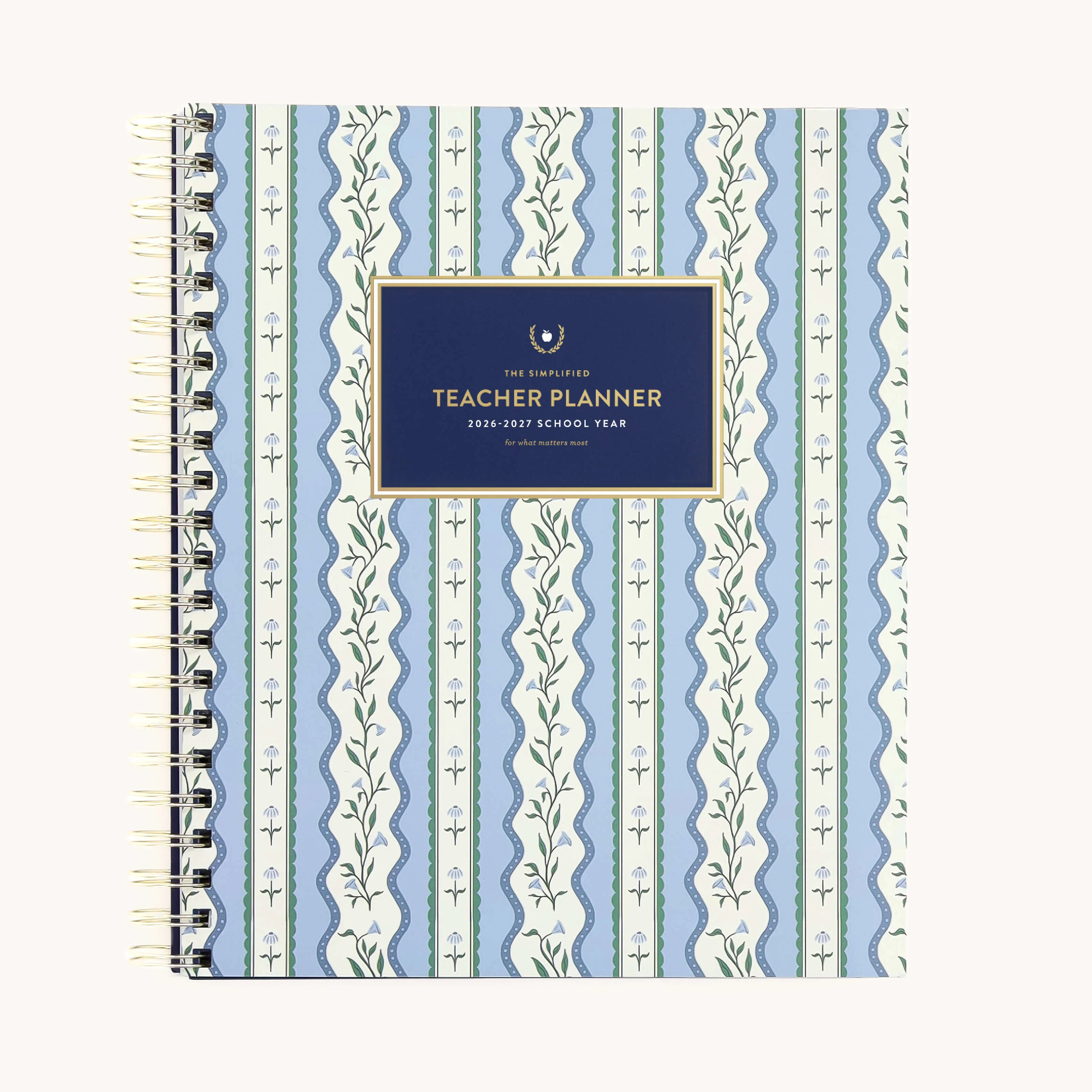 2026-2027 Softcover Simplified Teacher Planner - Floral Stripe