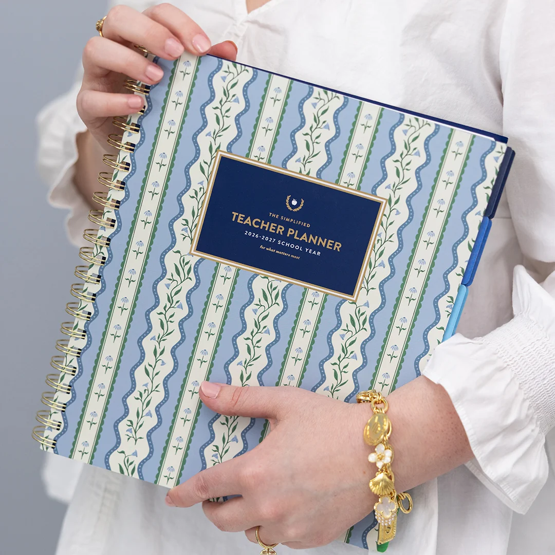 2026-2027 Softcover Simplified Teacher Planner - Floral Stripe