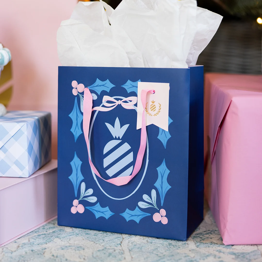 Gift Bag - Navy Pineapple Stamp