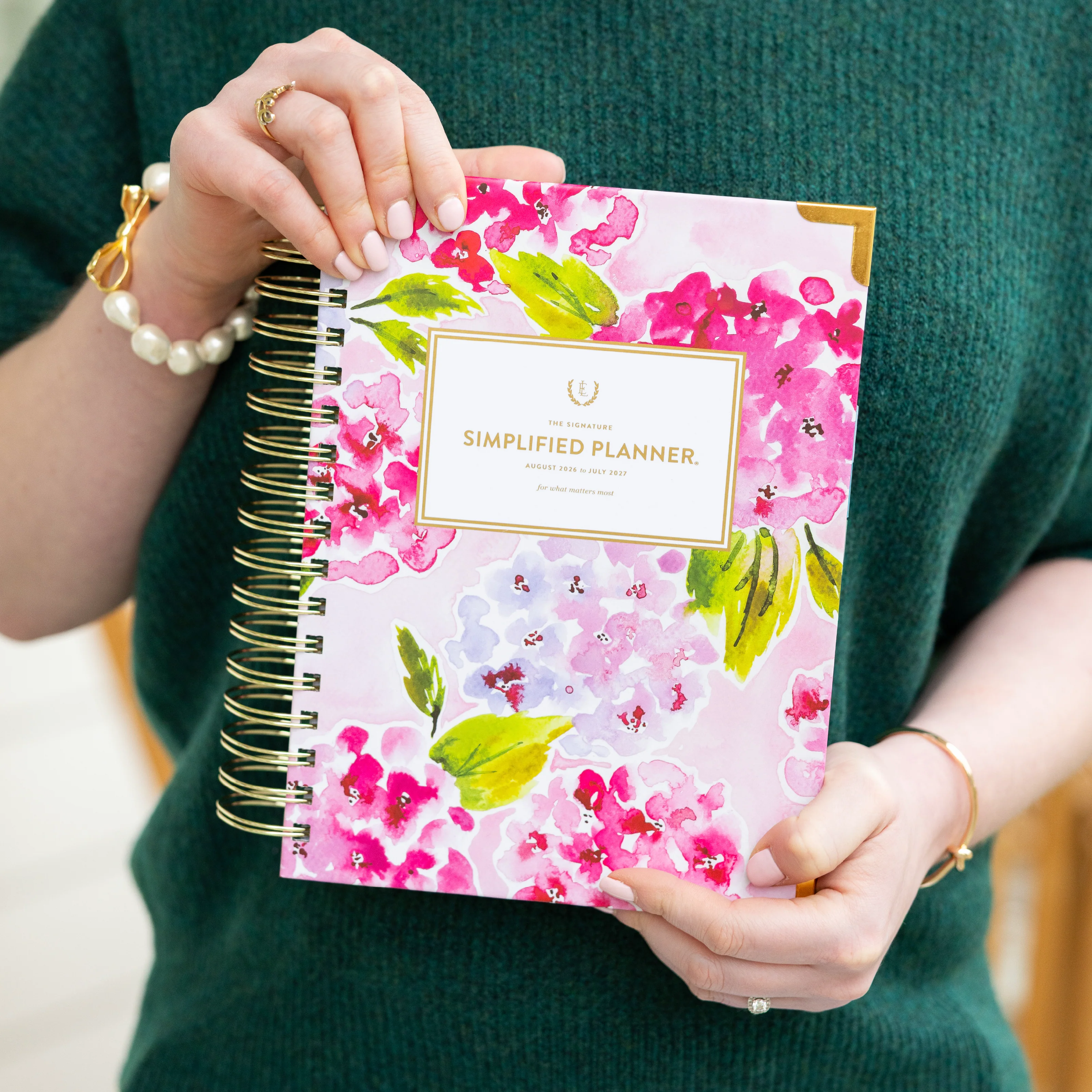 2027 Spiral Daily Simplified Planner - Blush Hydrangea