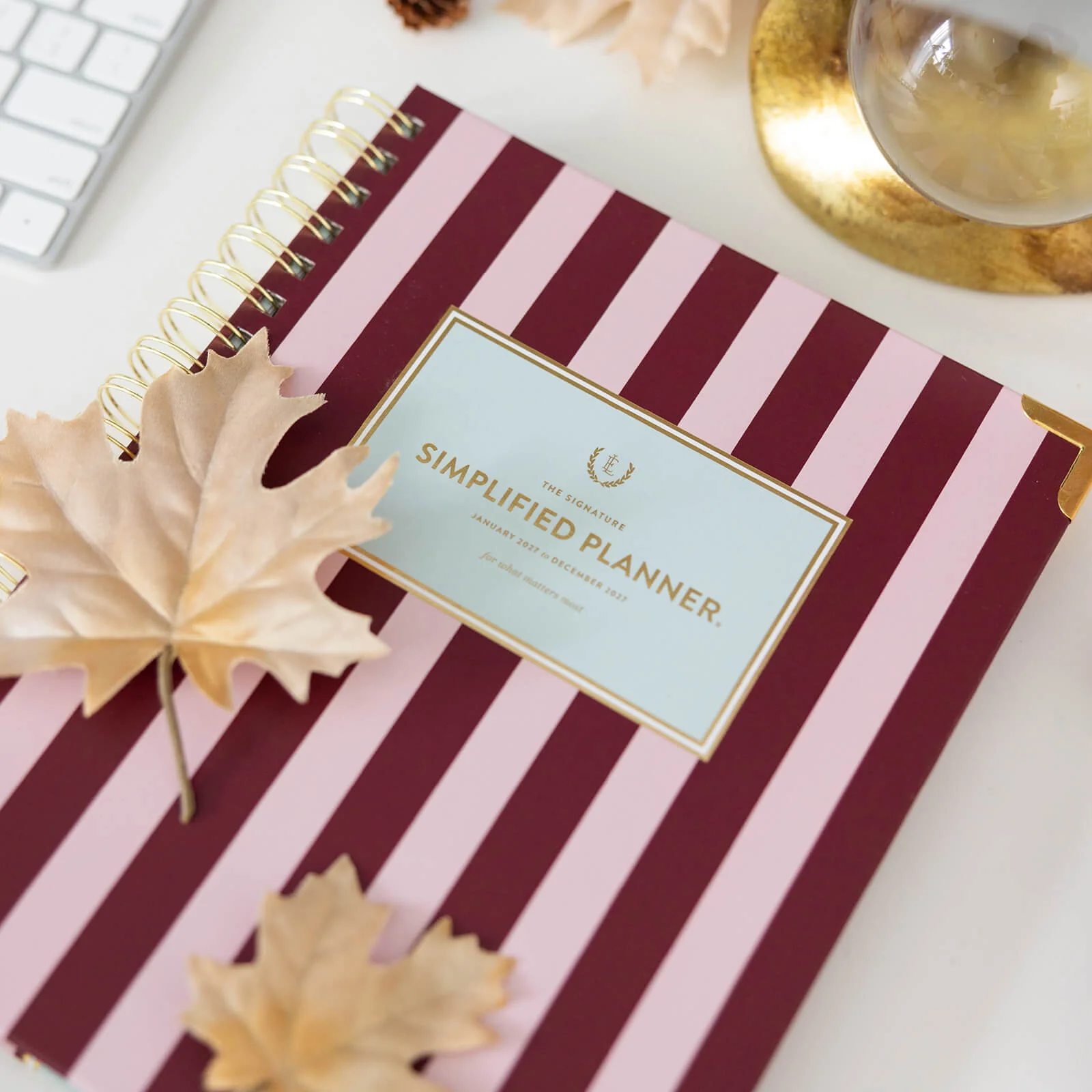 2027 Spiral Daily Simplified Planner - Berry Stripe 3 2027 Spiral Daily Simplified Planner - Berry Stripe