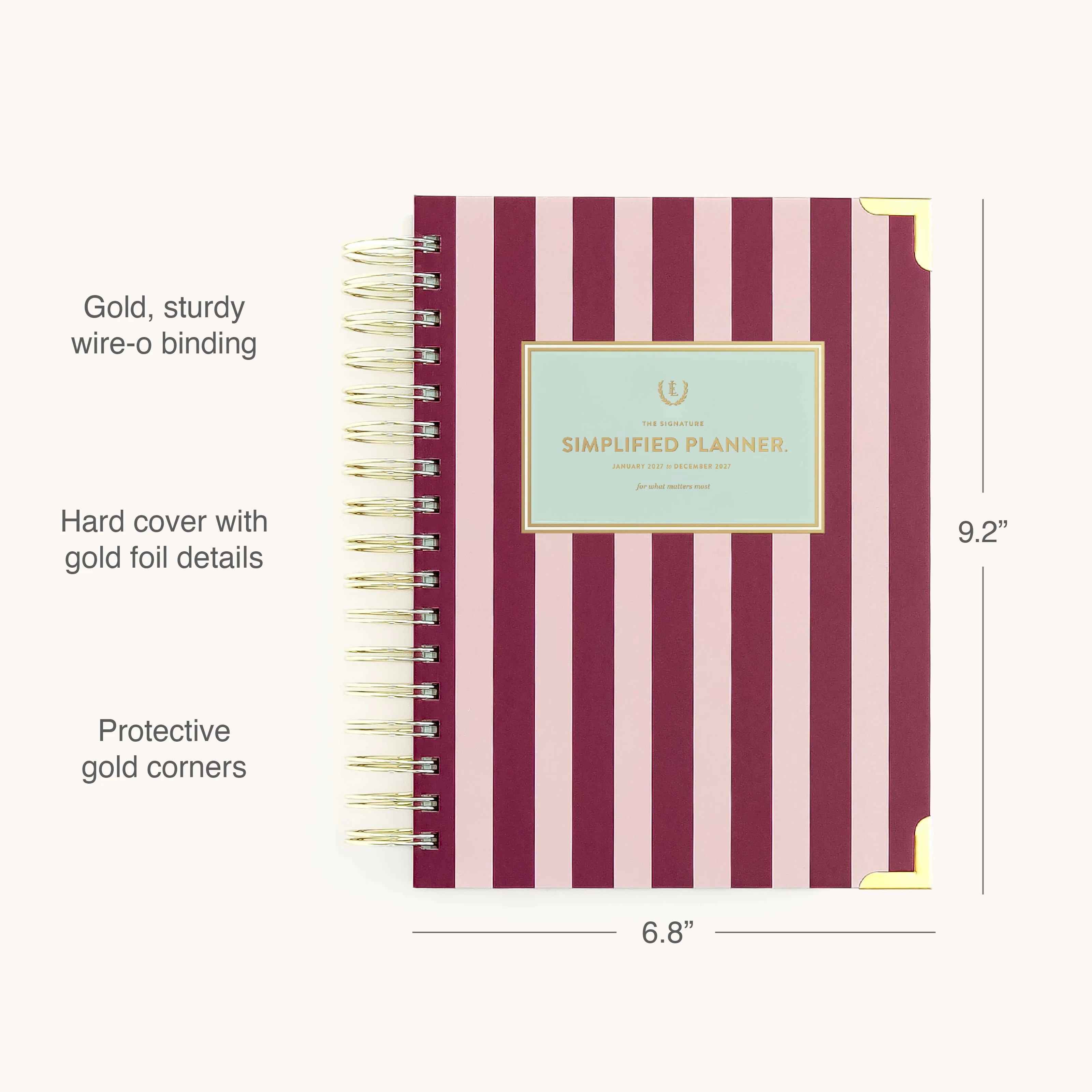 2027 Spiral Daily Simplified Planner - Berry Stripe 4 2027 Spiral Daily Simplified Planner - Berry Stripe