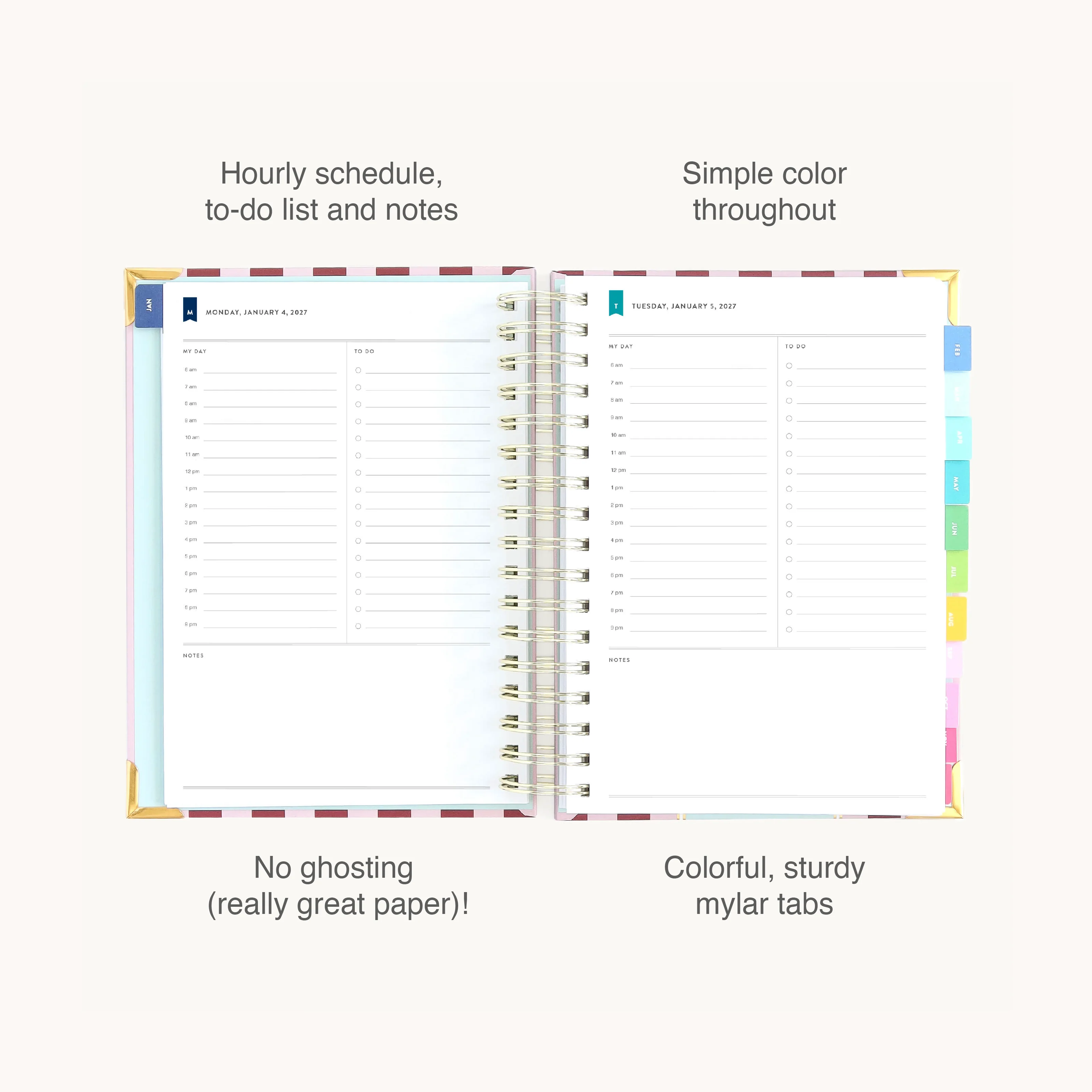 2027 Spiral Daily Simplified Planner - Berry Stripe 5 2027 Spiral Daily Simplified Planner - Berry Stripe
