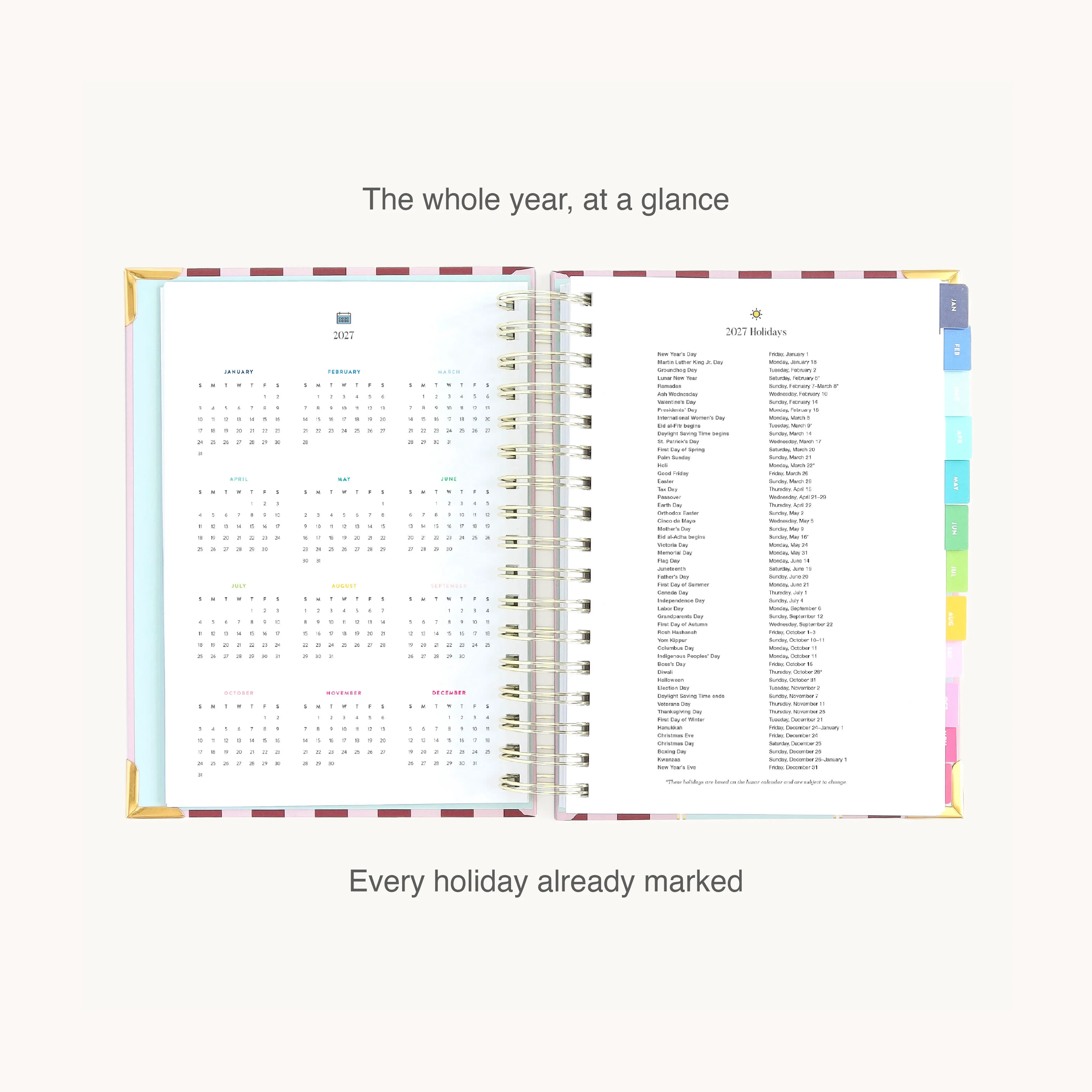 2027 Spiral Daily Simplified Planner - Berry Stripe 6 2027 Spiral Daily Simplified Planner - Berry Stripe