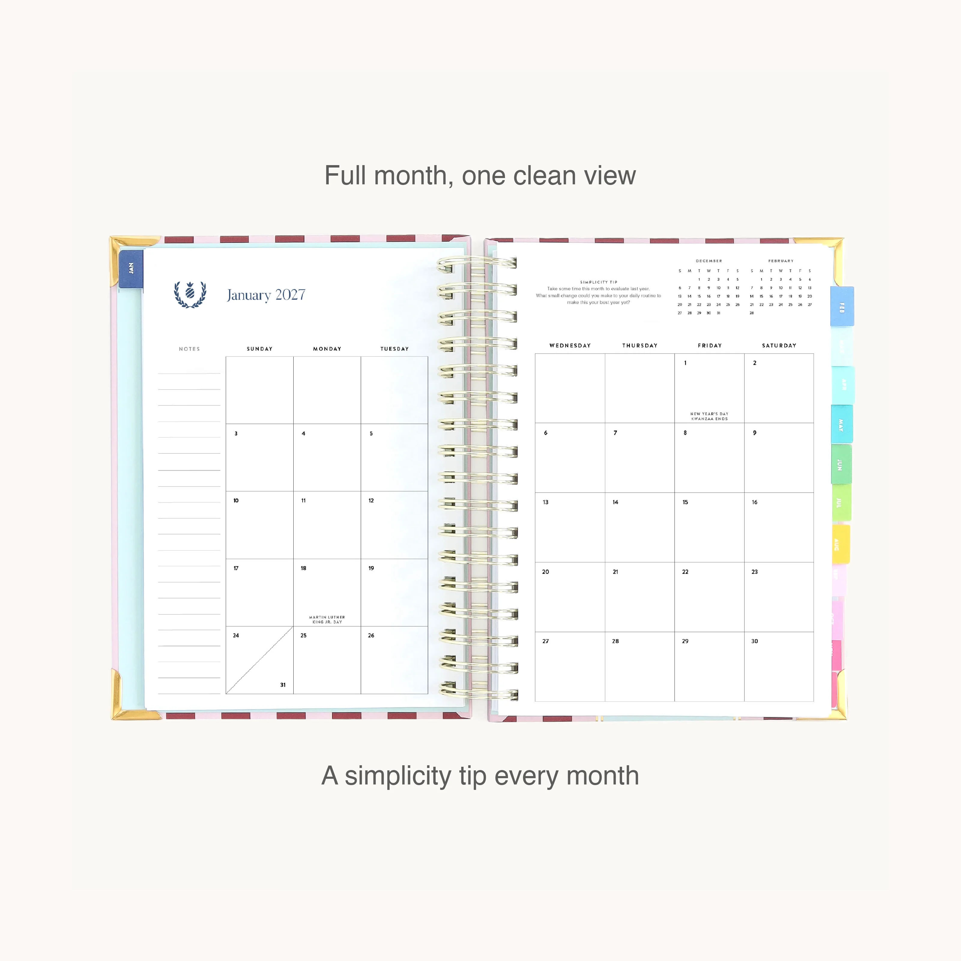 2027 Spiral Daily Simplified Planner - Berry Stripe 7 2027 Spiral Daily Simplified Planner - Berry Stripe