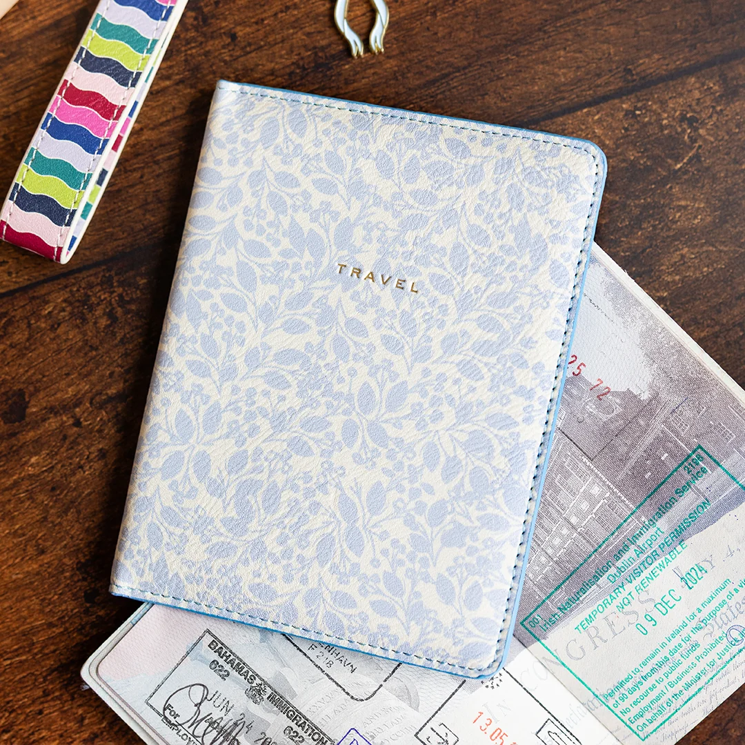 Leatherette Passport Holder - Misty Meadow