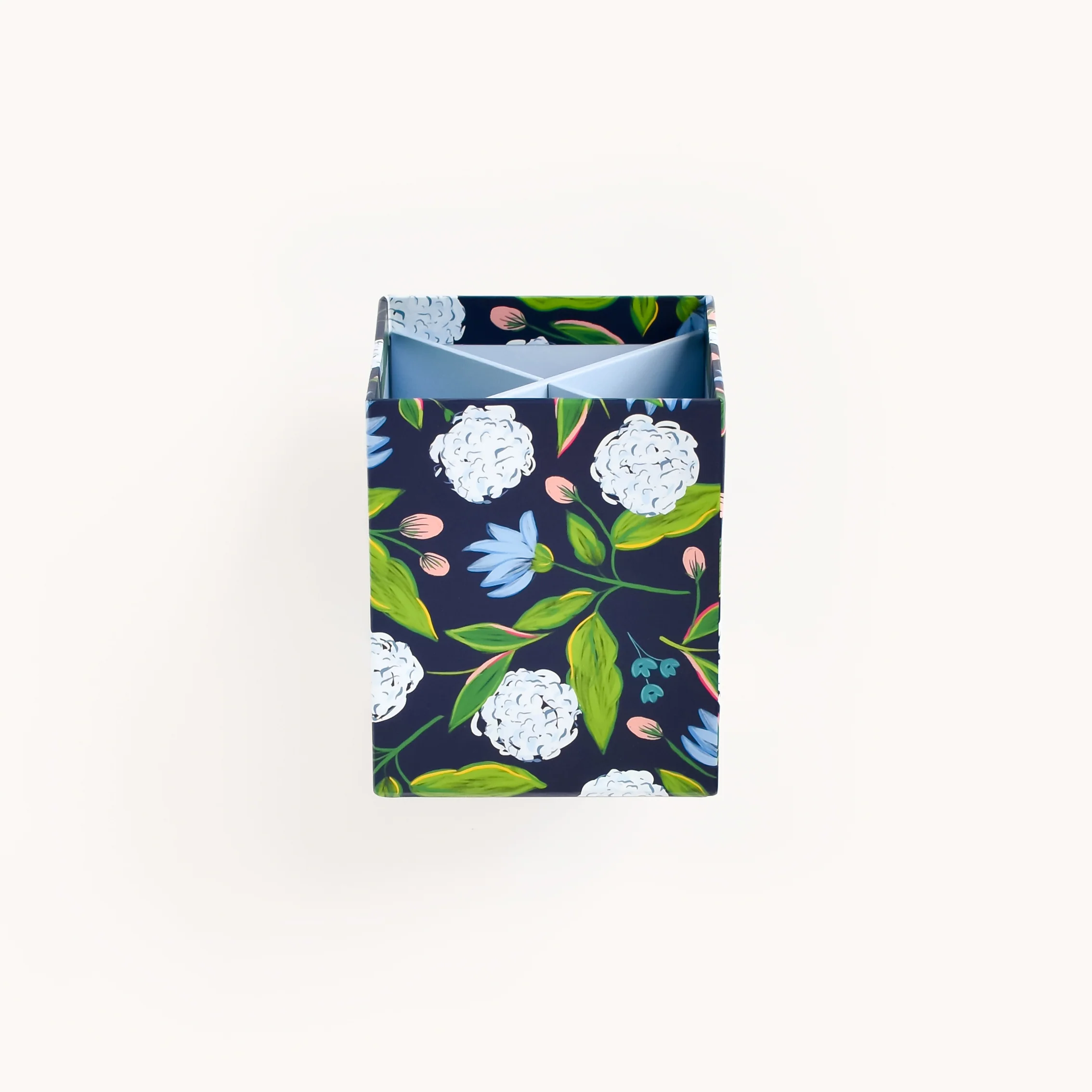 Patterned Pen Cup - Navy Hydrangeas