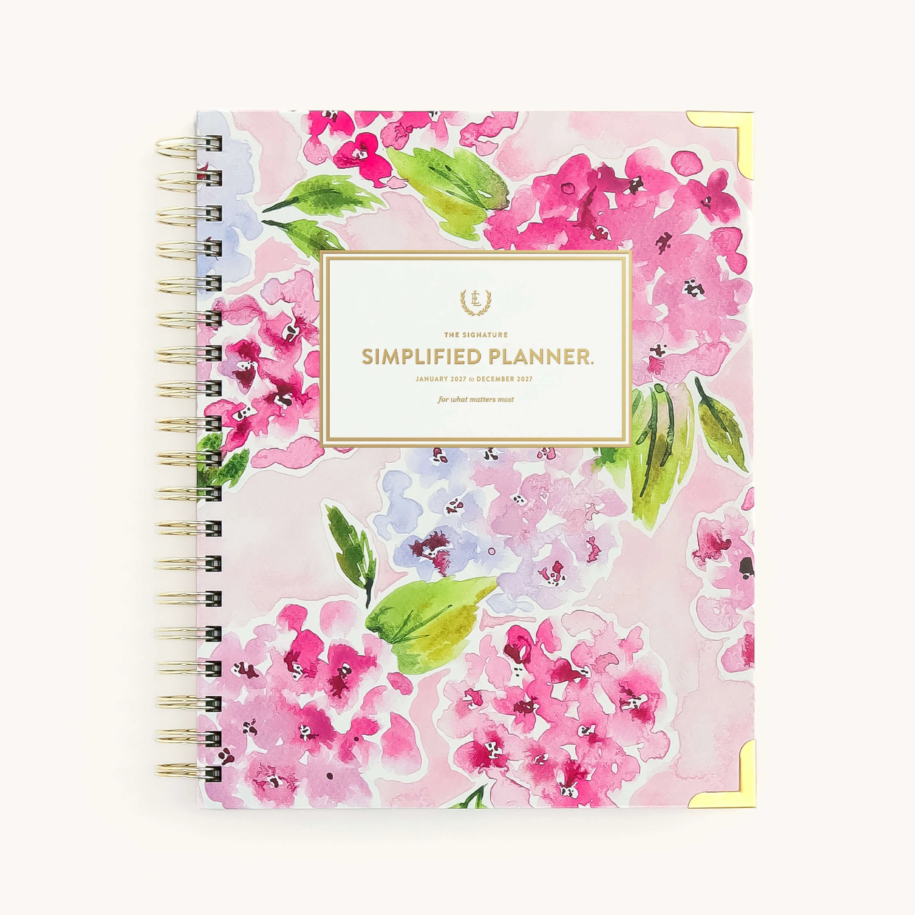 2027 Spiral Weekly Simplified Planner - Blush Hydrangea
