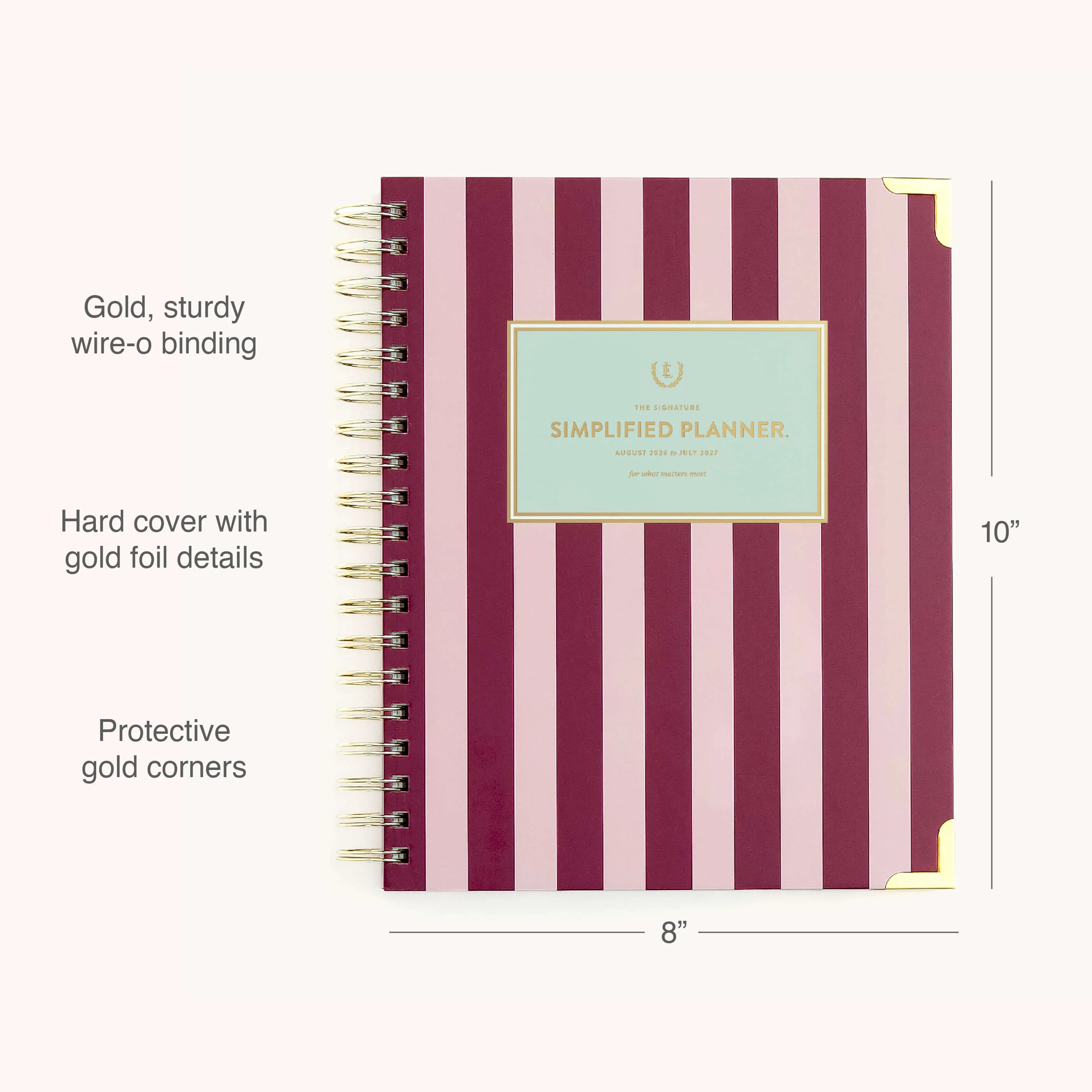 2026-2027 Spiral Weekly Simplified Planner - Berry Stripe 3 2026-2027 Spiral Weekly Simplified Planner - Berry Stripe