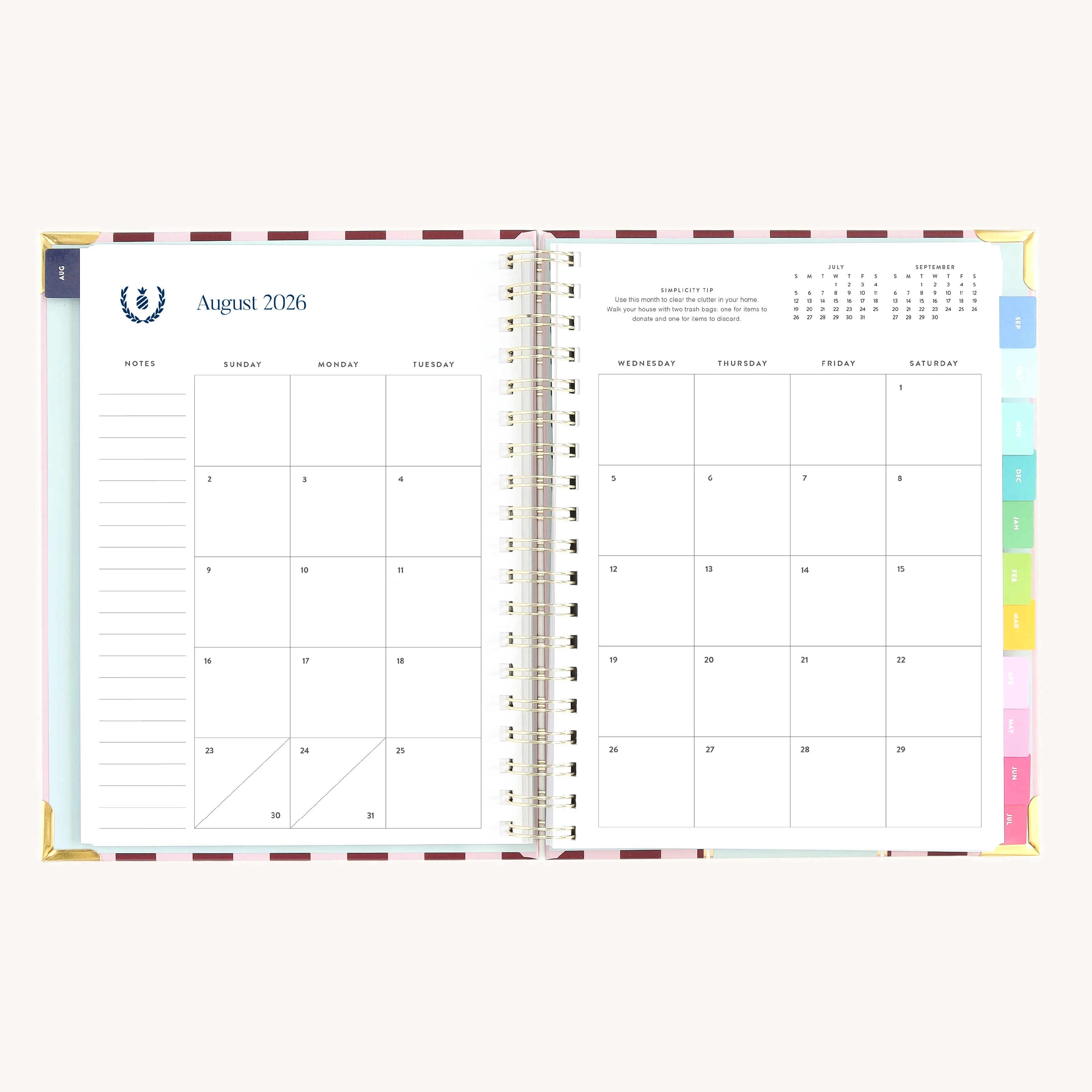 2026-2027 Spiral Weekly Simplified Planner - Berry Stripe 8 2026-2027 Spiral Weekly Simplified Planner - Berry Stripe