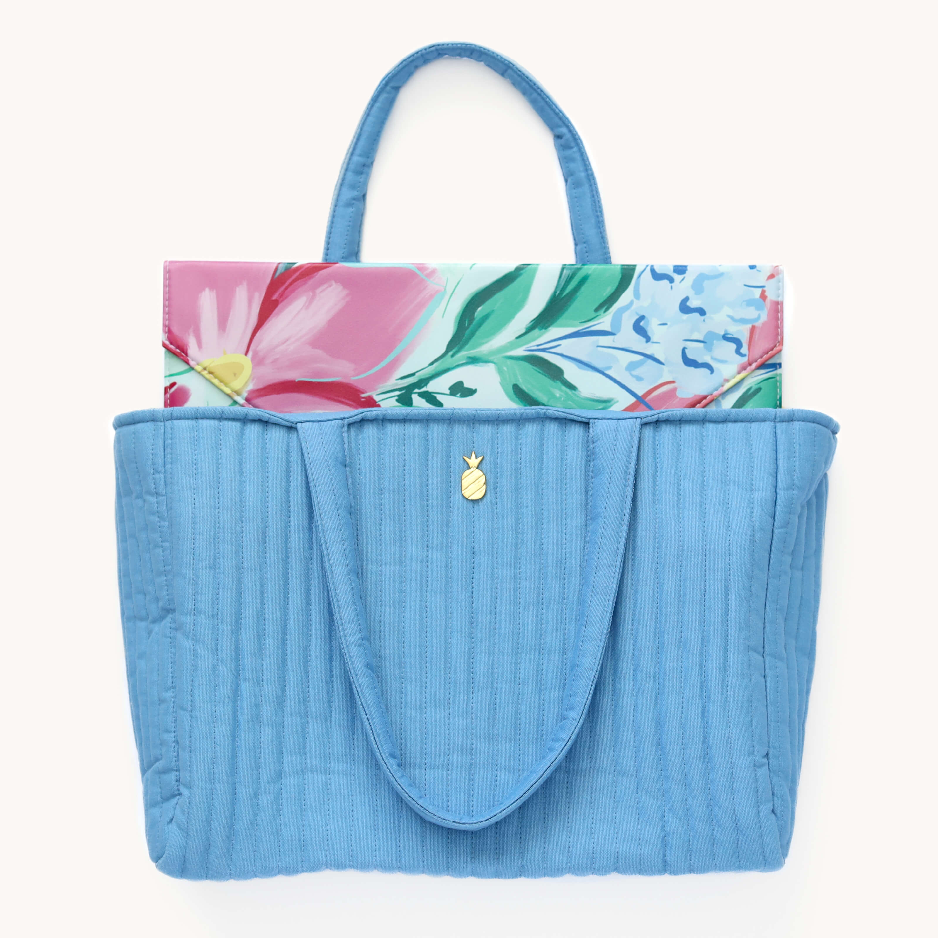 Quilted Tote Bag - French Blue 11 Quilted Tote Bag - French Blue