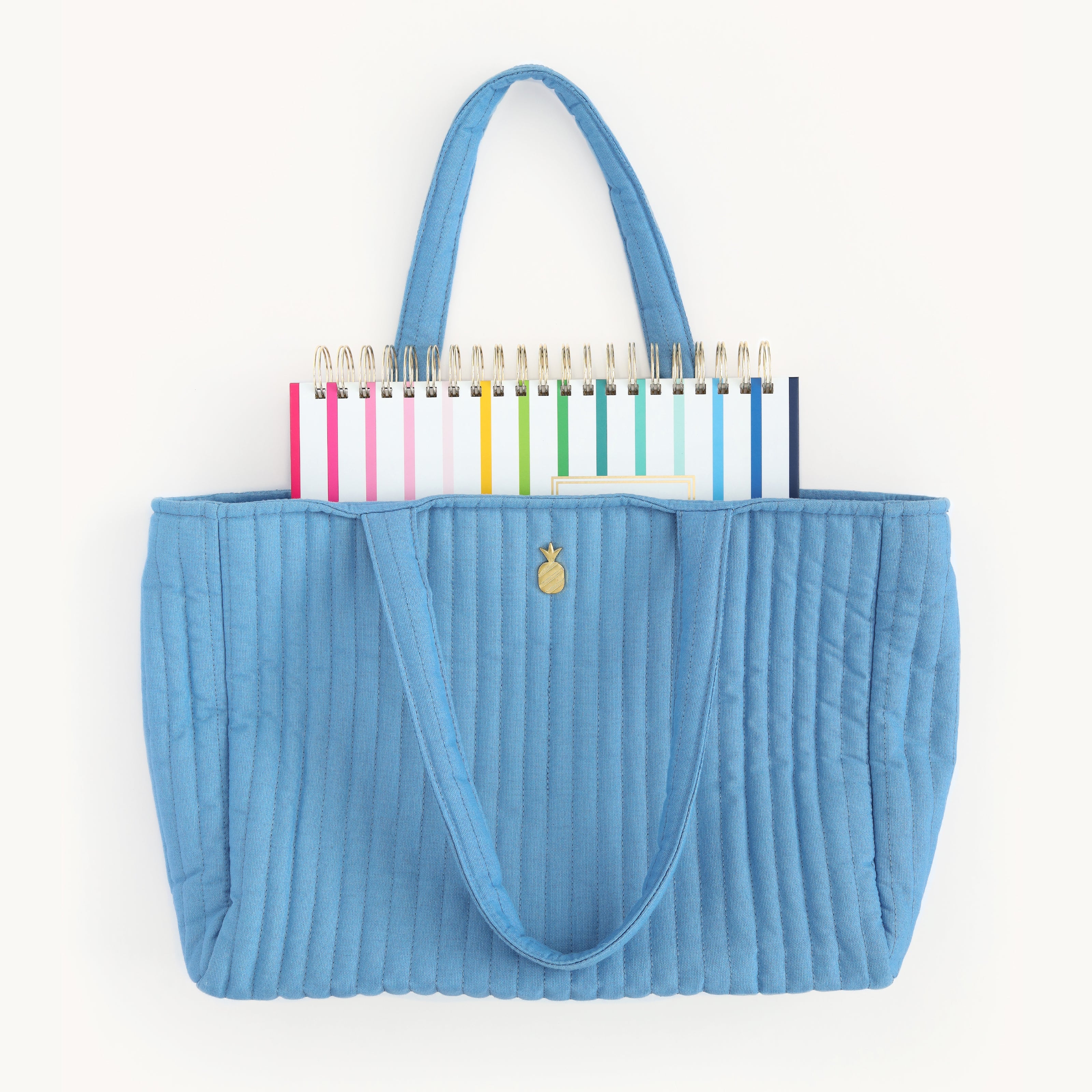 Quilted Tote Bag - French Blue 3 Quilted Tote Bag - French Blue