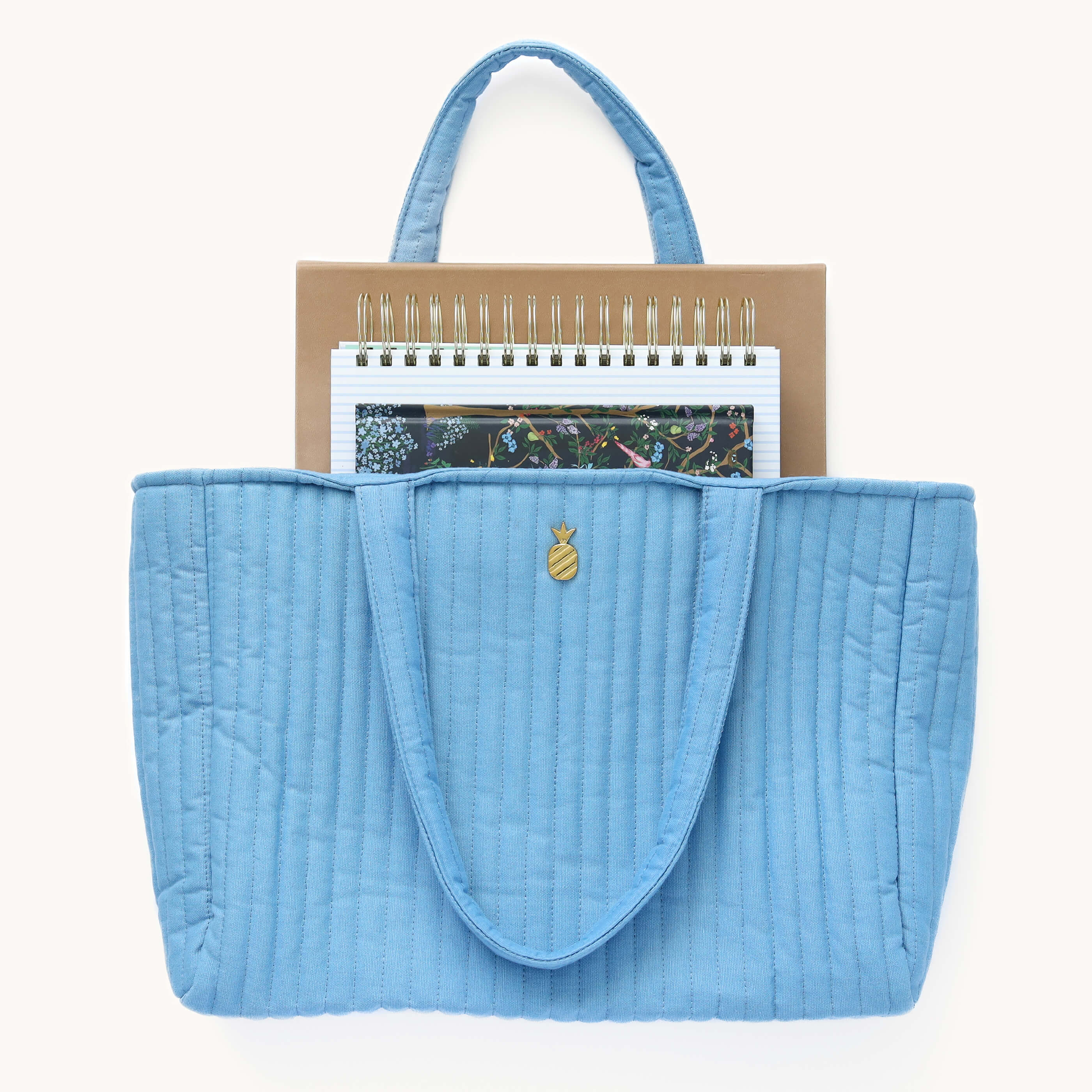 Quilted Tote Bag - French Blue 5 Quilted Tote Bag - French Blue