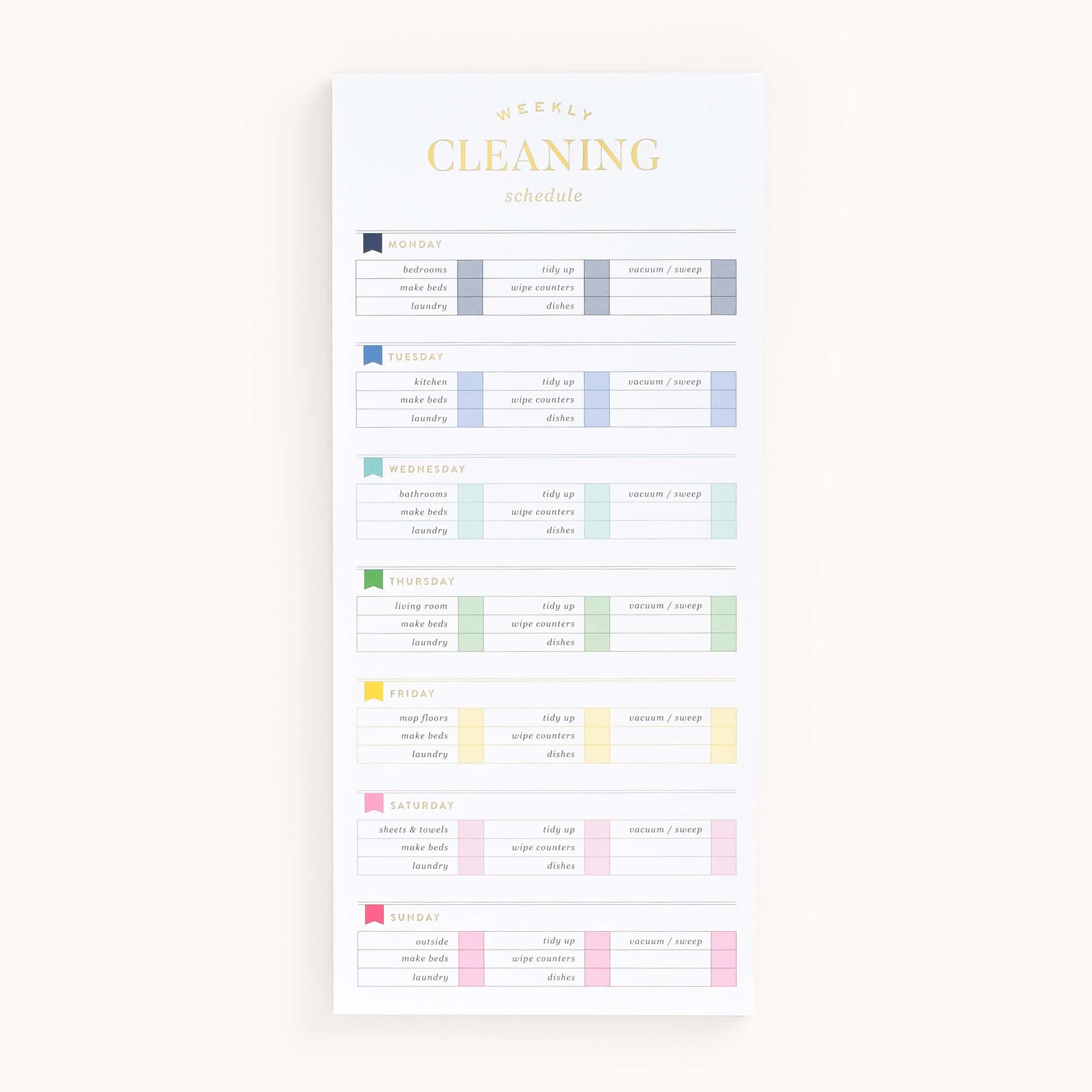 Tall Notepad - Weekly Cleaning 3 Tall Notepad - Weekly Cleaning