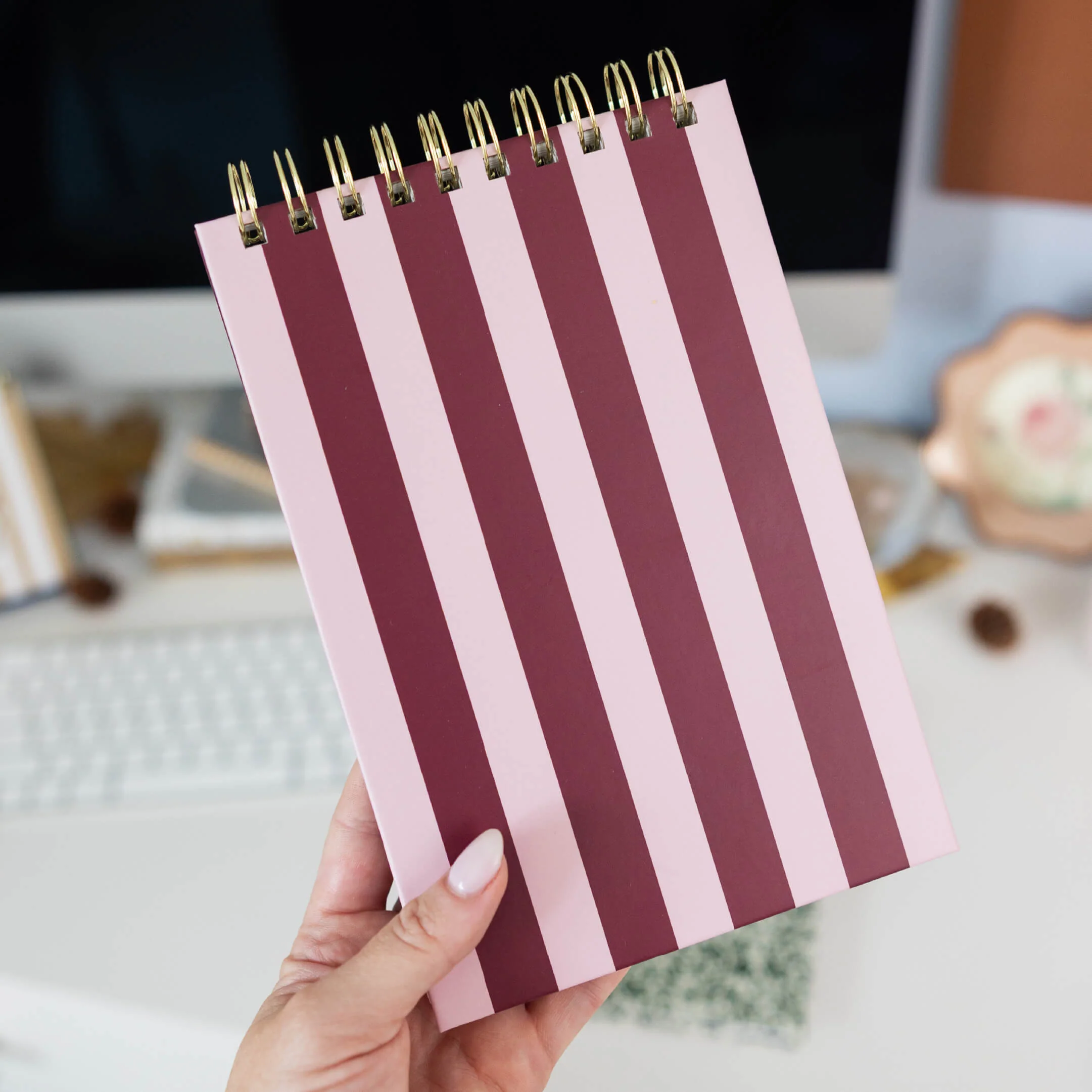 Top Spiral Notebook - Berry Stripe