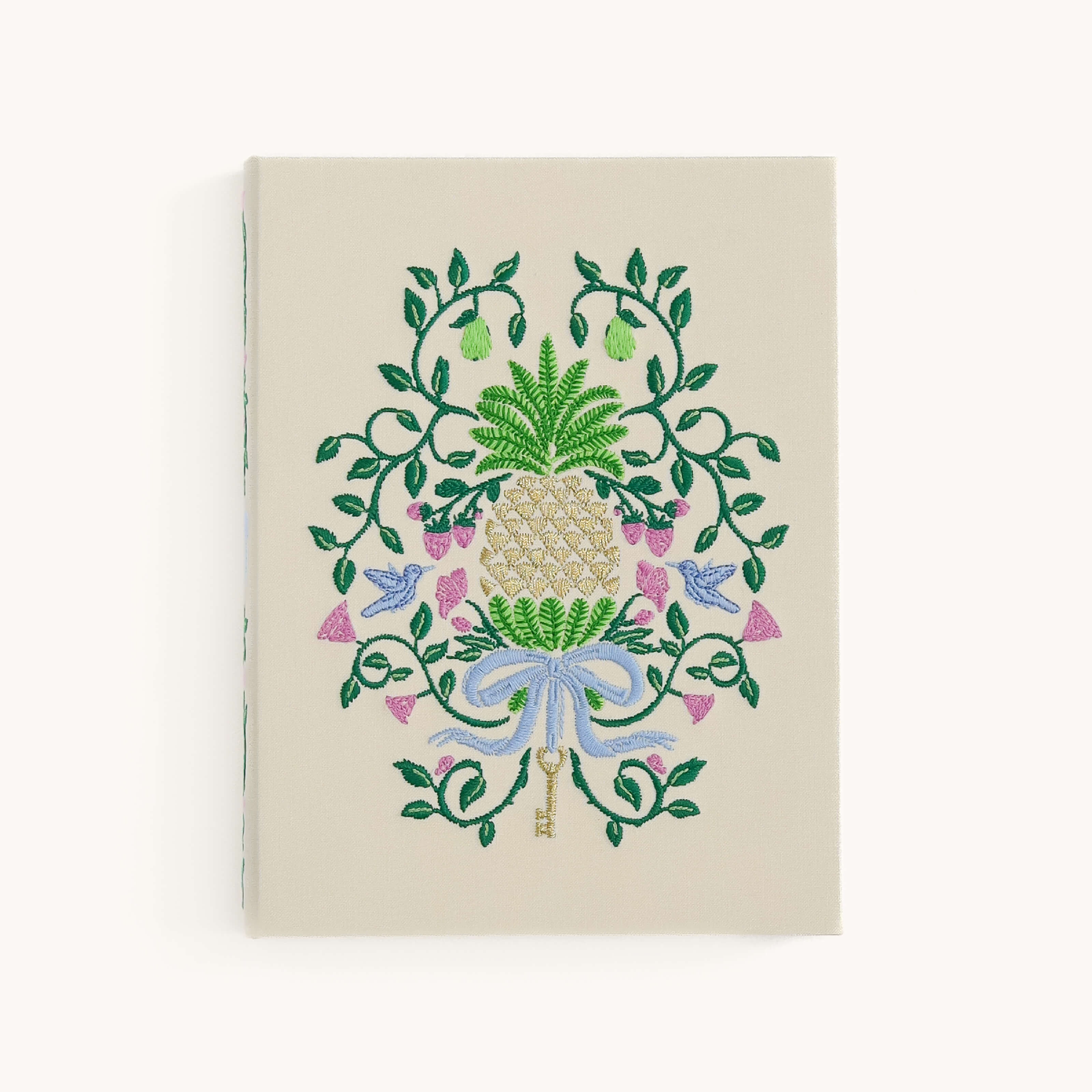 Linen Journal - Embroidered Pineapple Crest