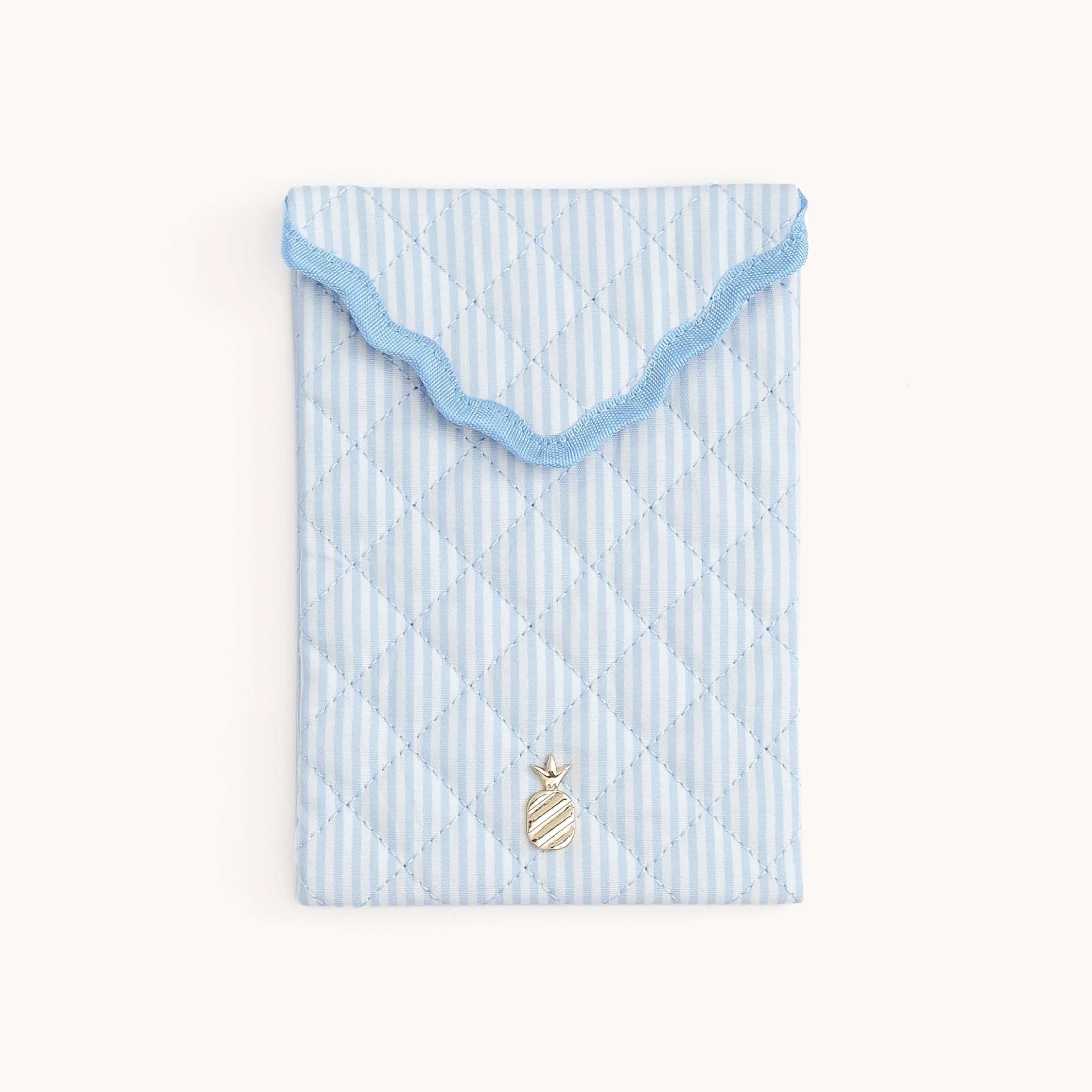 Quilted E-Reader Case - Blue Pinstripe