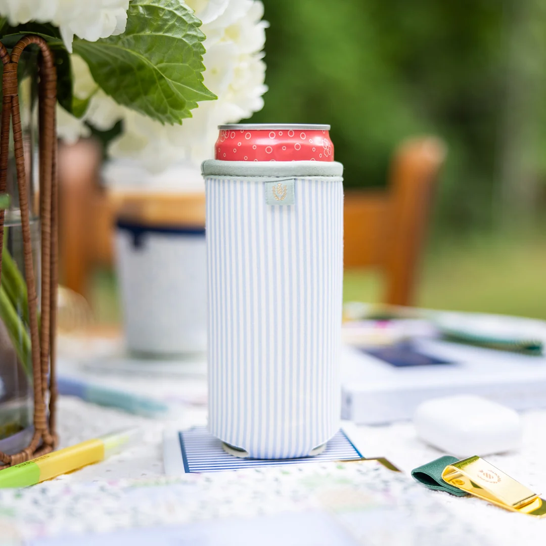 Slim Can Cooler - Carolina Pinstripe